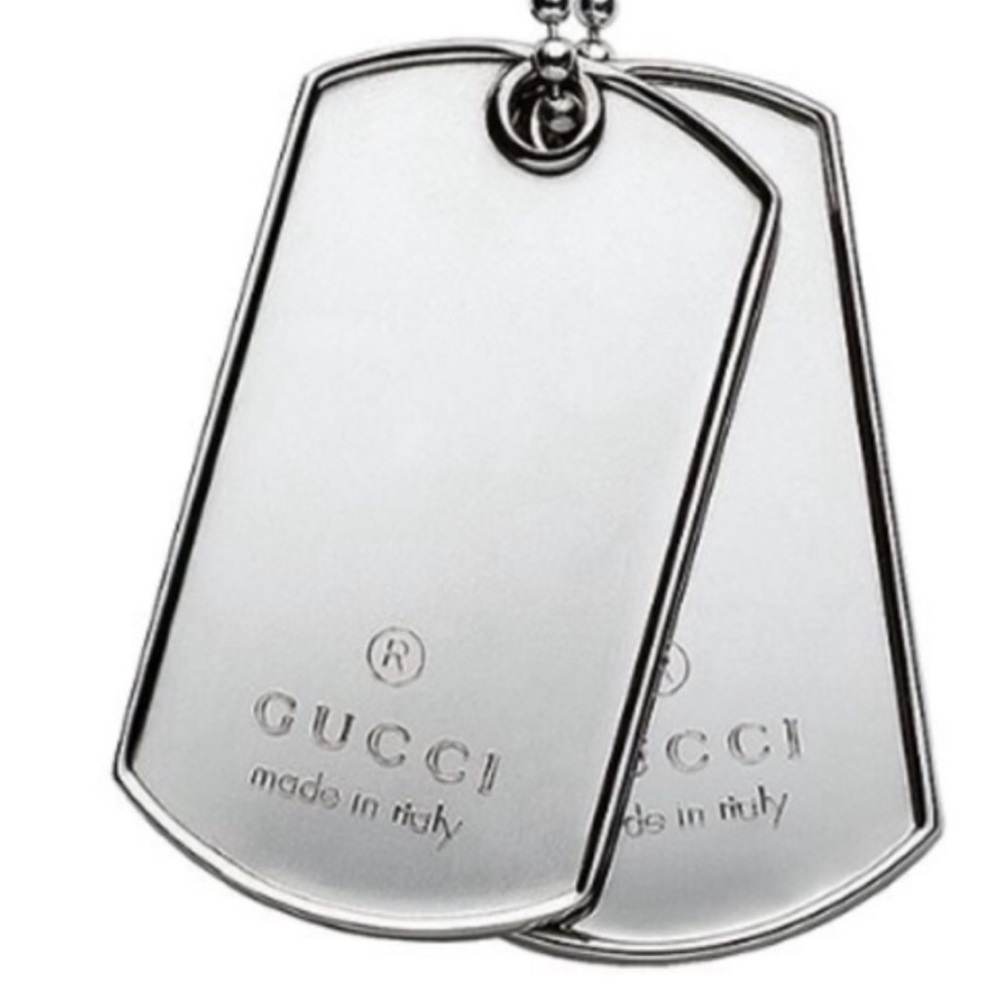 Authentic Gucci Silver Dog Tags Necklace